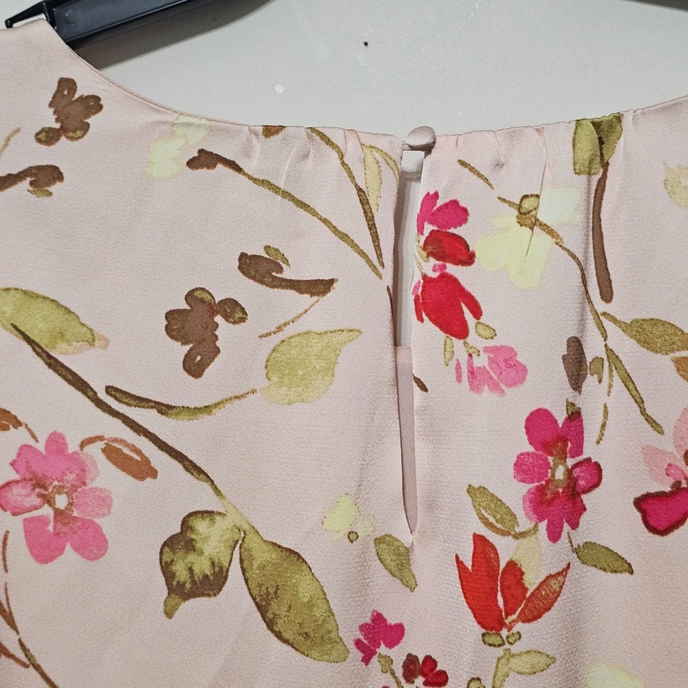 CeCe Womens Top‎ Blouse 3X Peach Pink Green Floral Multicolor Round Neck  0681 - Picture 11 of 12